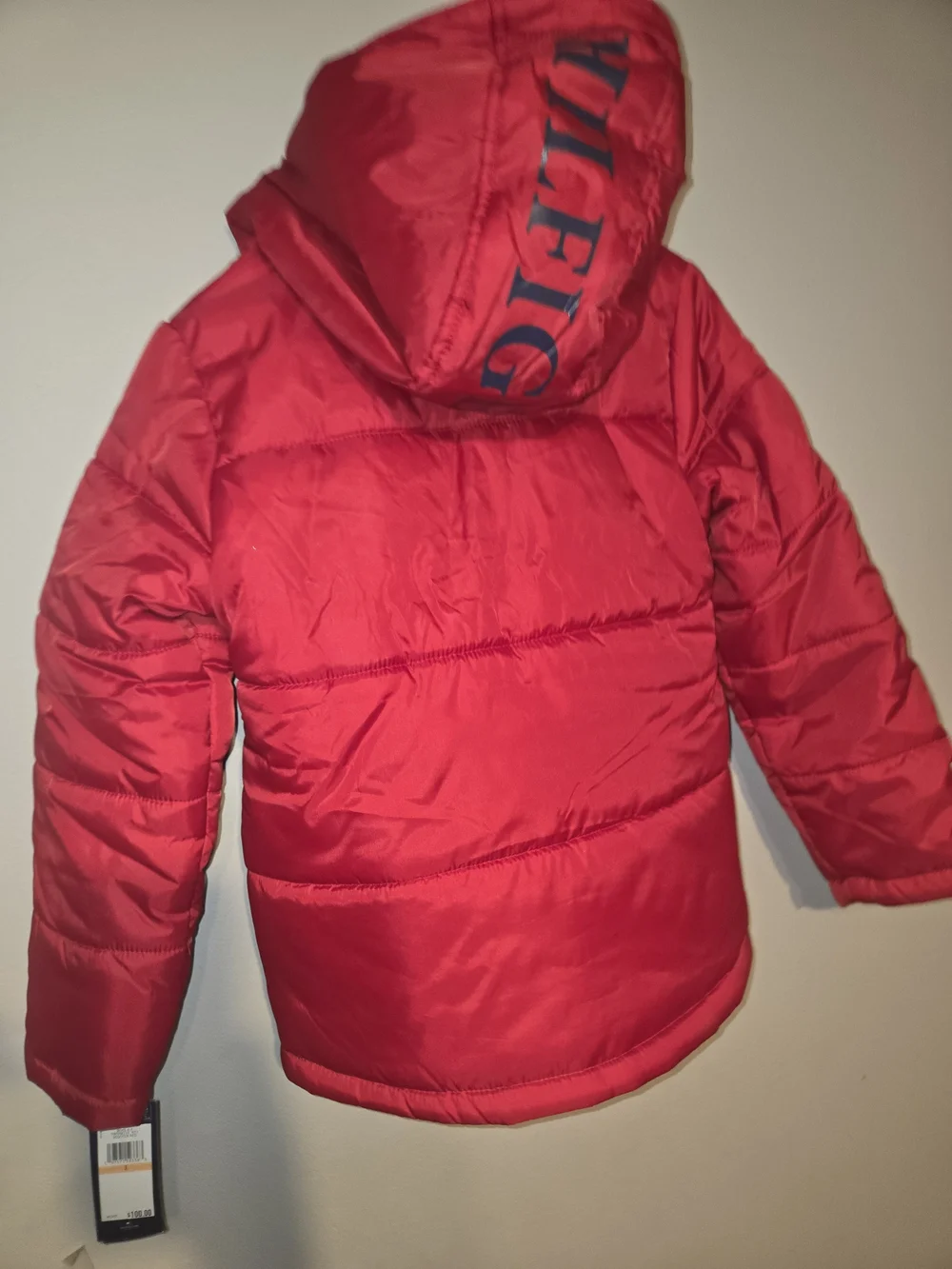 Boys Size 7 Red Colorblock Puffer Jacket with Hood Tommy Hilfinger Nwt 100 Retai